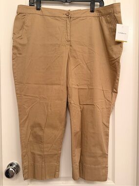 croft & barrow Tan Cropped Straight-Leg Chino Pants